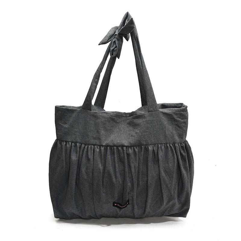 Lazy Wind Large-Capacity Cloth Bag Textured Girl Shoulder Bag White Polka Dot Canvas Tote Bag