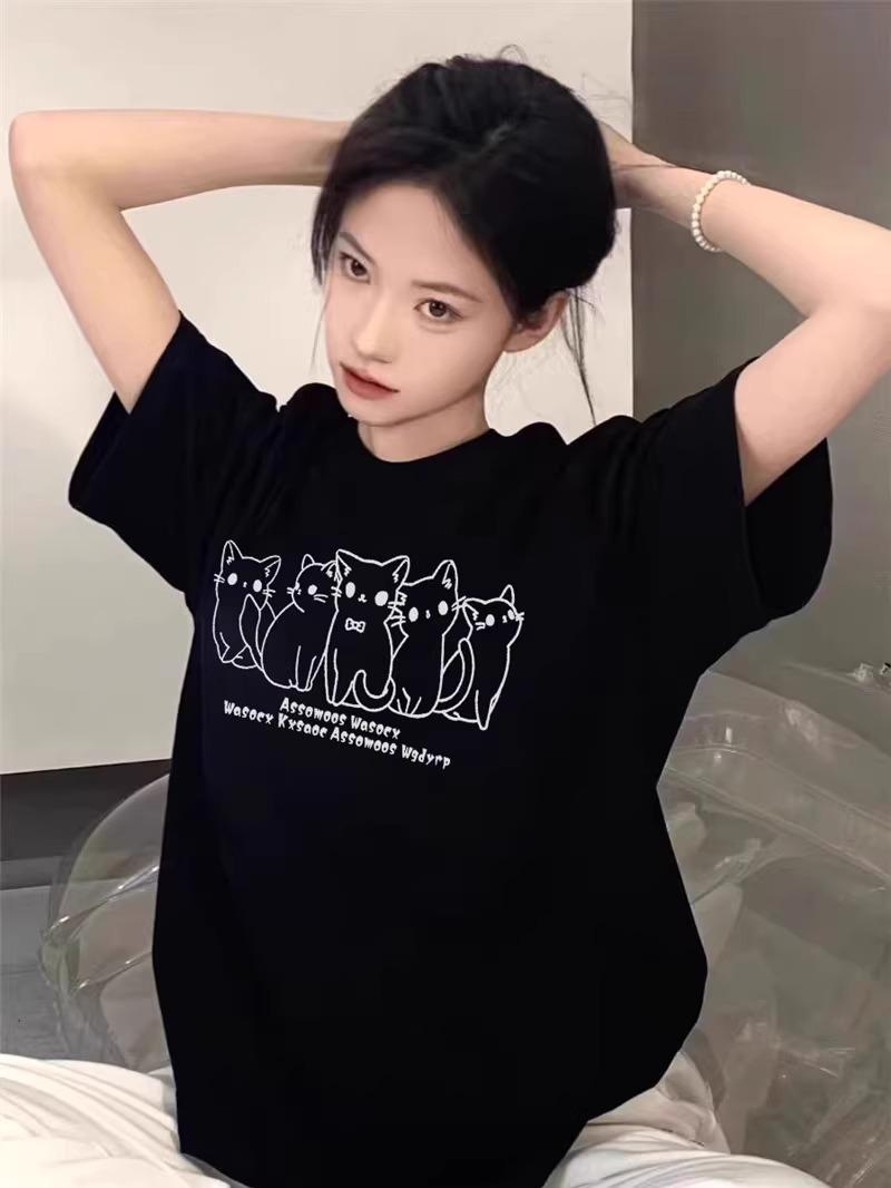 

2025 Plus Size Women s Black Cotton Short-Sleeve Niche Summer Top 3XL вина червоного кольору