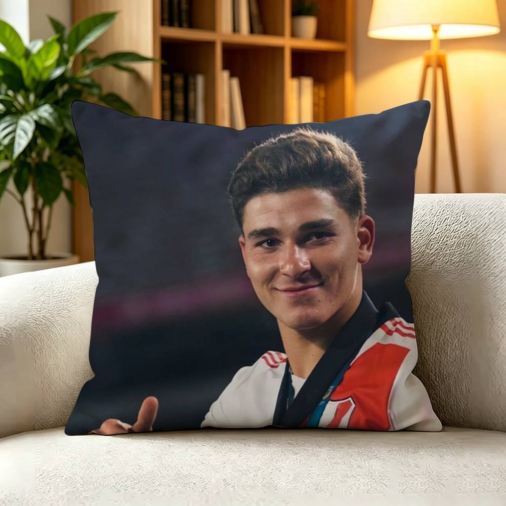 J-Julian Alvarez Argentina Striker Sports Pillow Case Square Double-Sided Sofa Cushion Cover Bedroom Bedside Pillow
