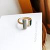 [HS]1Pc Vintage Fashion Opal Stone Wedding Open Adjustable Stamp Silver Rings For Women Jewelry