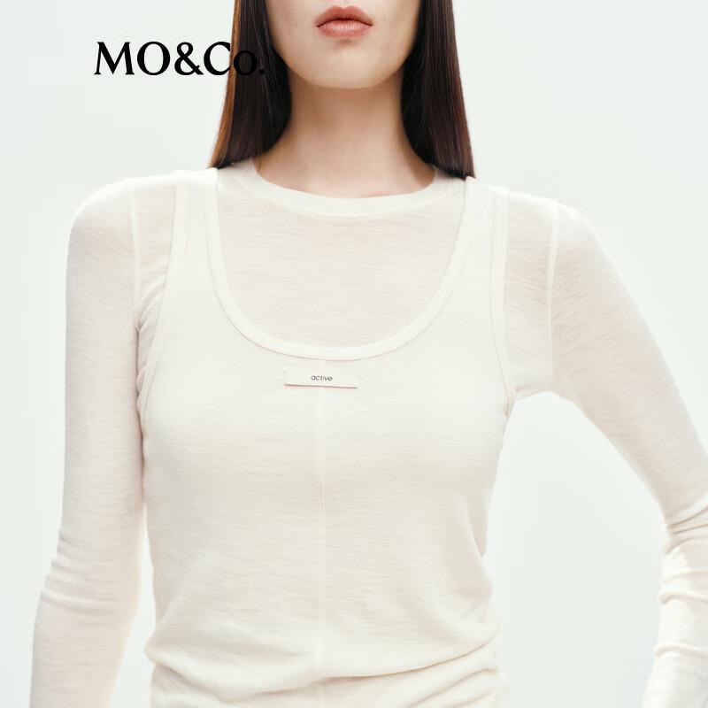 MO&Co. Wool Blend U-Neck Thin Top