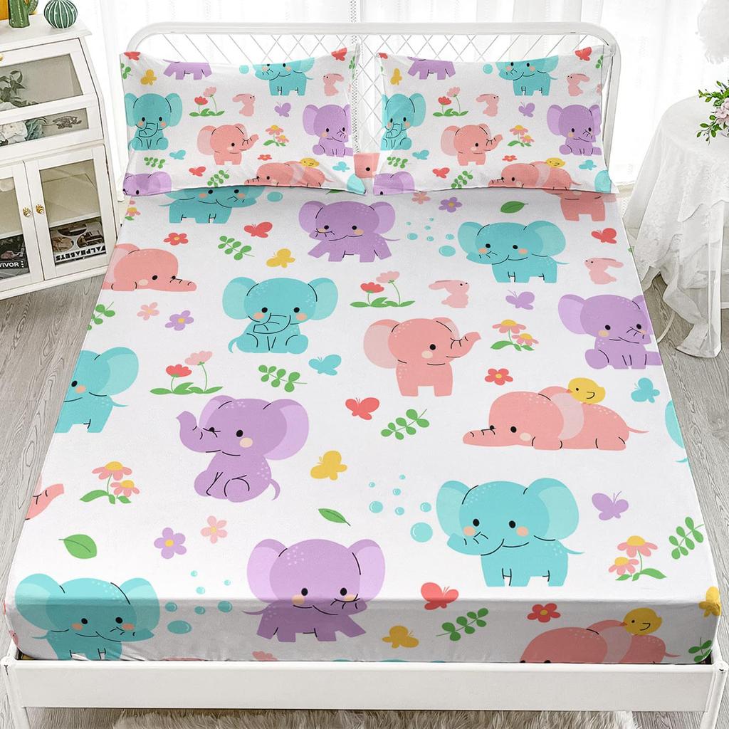 Animal Fox Pattern Bed Hat Three-Piece Digital Printing Bedding Bed Hat Three-Piece Animal Pattern