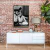Fashion Black and White Woman Drinking Champagne Canvas Prints Modern Painting On The Wall Picture Poster for Bathroom Decor