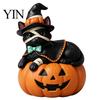 Wooden Wizard Doll Vintage Halloween Figurine, Rustic Witch Zombie Cat Owl Frog Tabletop Table Decor Ornament, Farmhouse Tiered Tray Decoration
