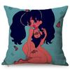 Cute Africa Girl Cushion Cover Fashion Black Woman Swimwear Show Cartoon Sofa Decoration Cotton Linen Chair Pillow Case Cojines