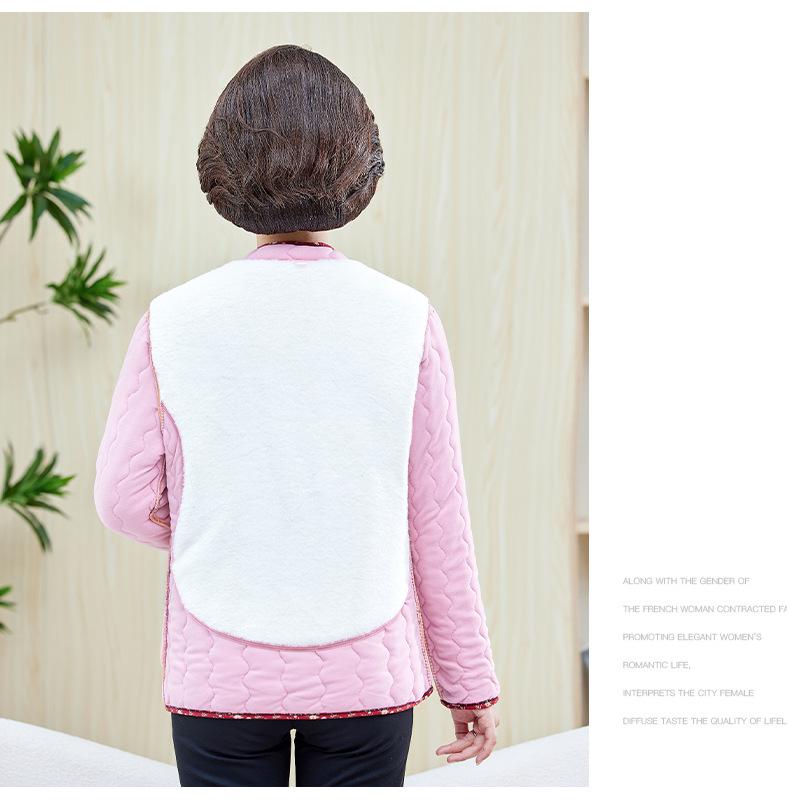 Mom's Floral Plush Winter Jacket - Thickened Cotton, Lightweight for Mid-Aged & Elderly