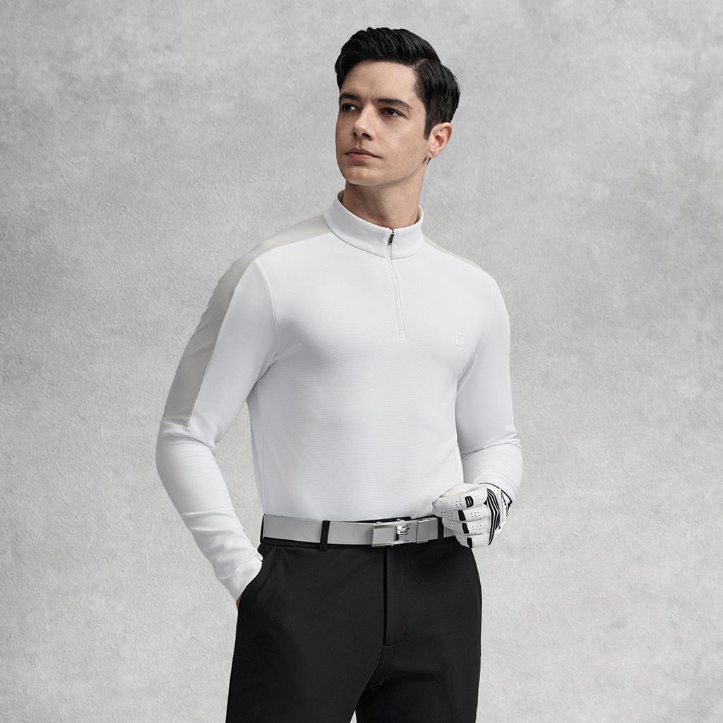 FILA Golf Series Minimalist Stylish Casual Sports Comfortable Long Sleeve T-Shirt Men tops Jade-White A11M615212FWT