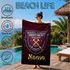 Custom Name Beach Towel hammer Crest Microfiber Beach Towel, Lightweight for Summer Travel, Swimming Pool Fan Birthday Gift