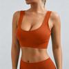 Women’s Ribbed Seamless Sports Bra Scoop Neck Wireless Stretchy Fitness Crop Top for Yoga Pilates Gym Workout