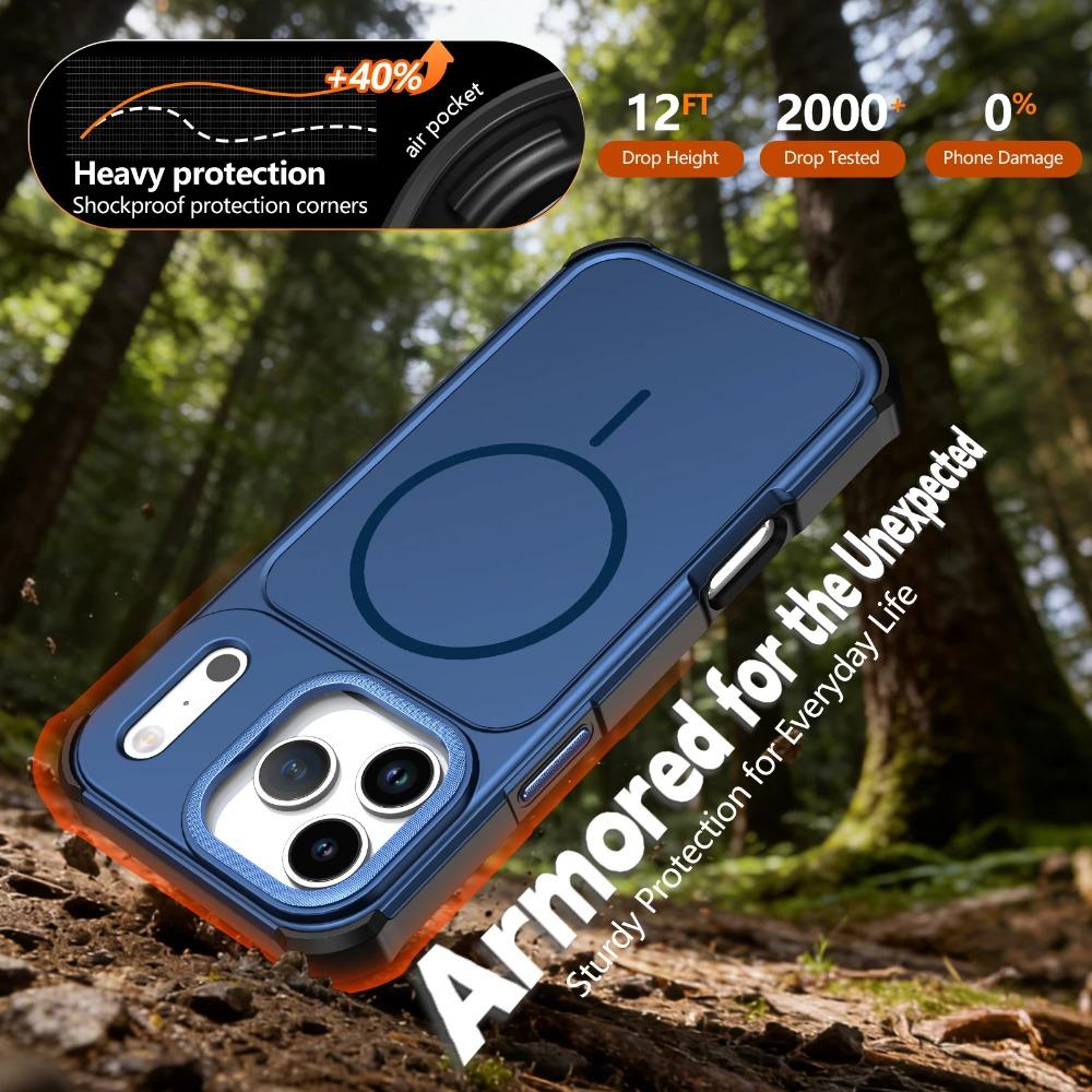 Matte Armor Cover For MagSafe Phone Case For 17 Air 16 17E 16E 15 14 Plus 13 12 11 Pro Max Shockproof Heavy Duty Magnetic