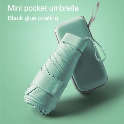Mini Cep Şemsiye Kadınlar için Düz 6 Katlanır Uv Güneş Koruyucu Su Geçirmez Güneş Geçirmez Küçük Güneşlik Yağmur ve Güneş Şemsiyesi Paraguas
