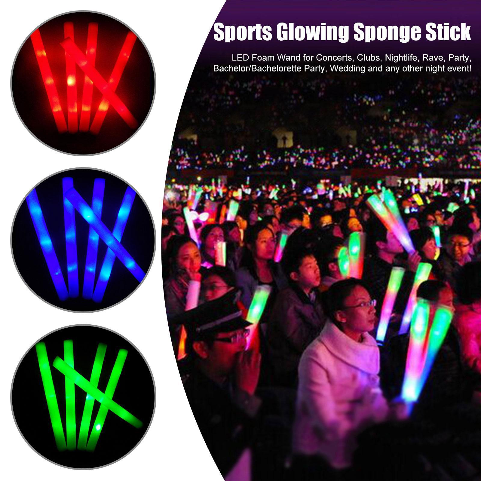 

10/30x Light Up Foam Sticks LED Wands Rally Rave Batons Glow Flashing Stick DJ C0T7