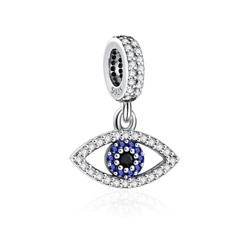 925 Silver Eye of Greece Devil Pendant Charm Bead for DIY Women Jewelry Bracelet Necklace