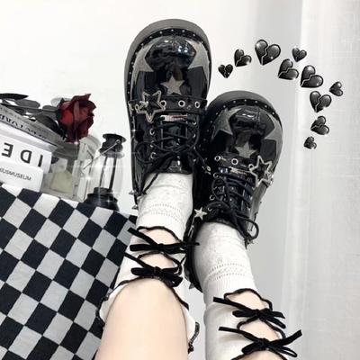 Chaussures à talons pour femmes Lolita Chaussures à plateforme Mary Jane Chaussures à boucle en étoile Mary Janes pour femmes Chaussures décontractées à rivets pour filles Kawaii