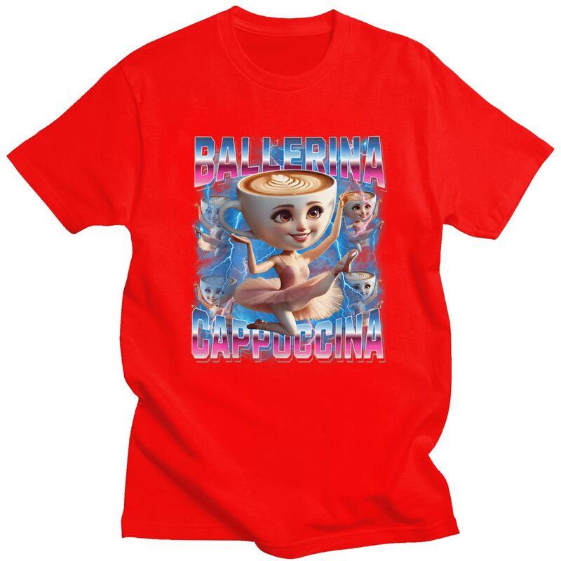 Italian Brainrot Ballerina Cappuccina Meme TShirt 100 Cotton Tees Shirt Streetwear Tshirt Casual ShortSleeve Clothing S