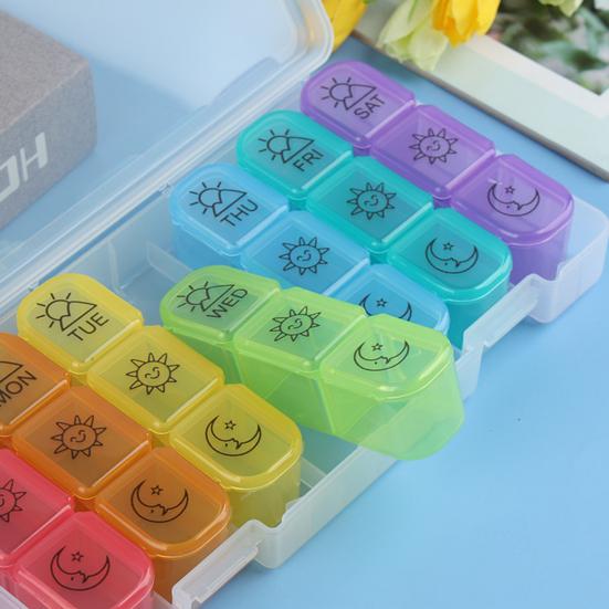 Pill Box Dust-proof Detachable 21 Grids 7 Days Weekly Pill Organizer for Supplement