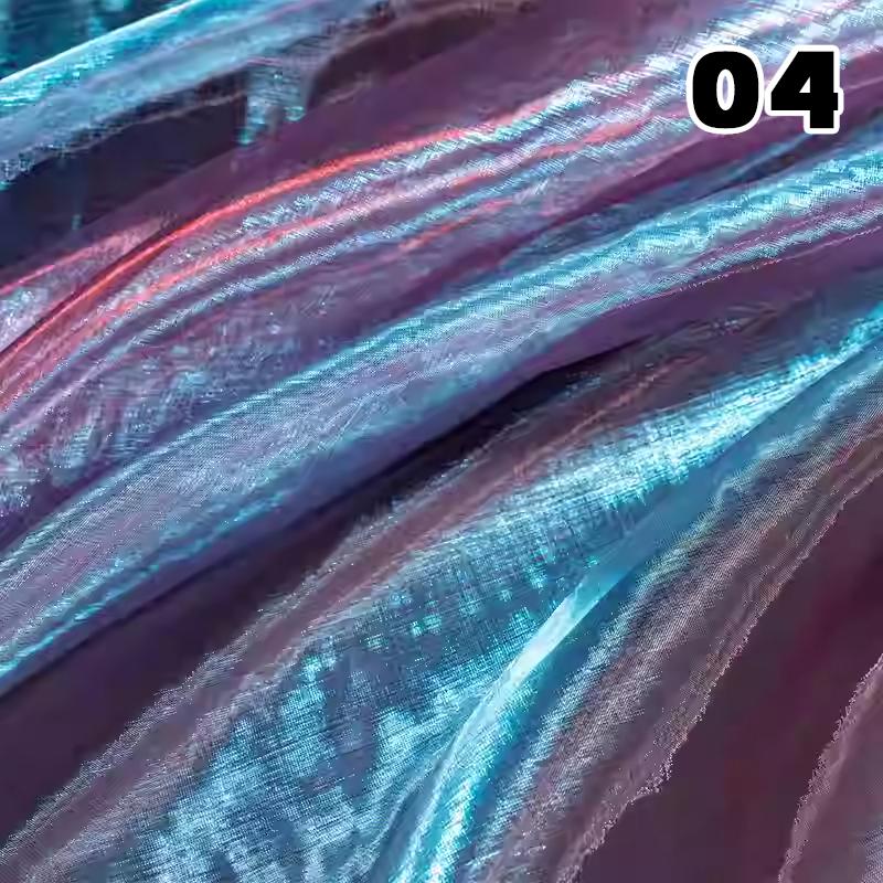 

Прозрачная лазерная тюлевая ткань швейная сетка красочная органза стекло флуоресцентная пряжа шелковый шифон материал для сценической одежды 50X150cm