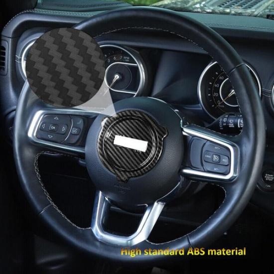 For 18- Jeep Wrangler JL Carbon Fiber Steering Wheel Center Ring Cover Trim