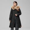 Winter Down Jacket for Women Long Style Large Fur Collar Slim Waist White Duck Down Jacket