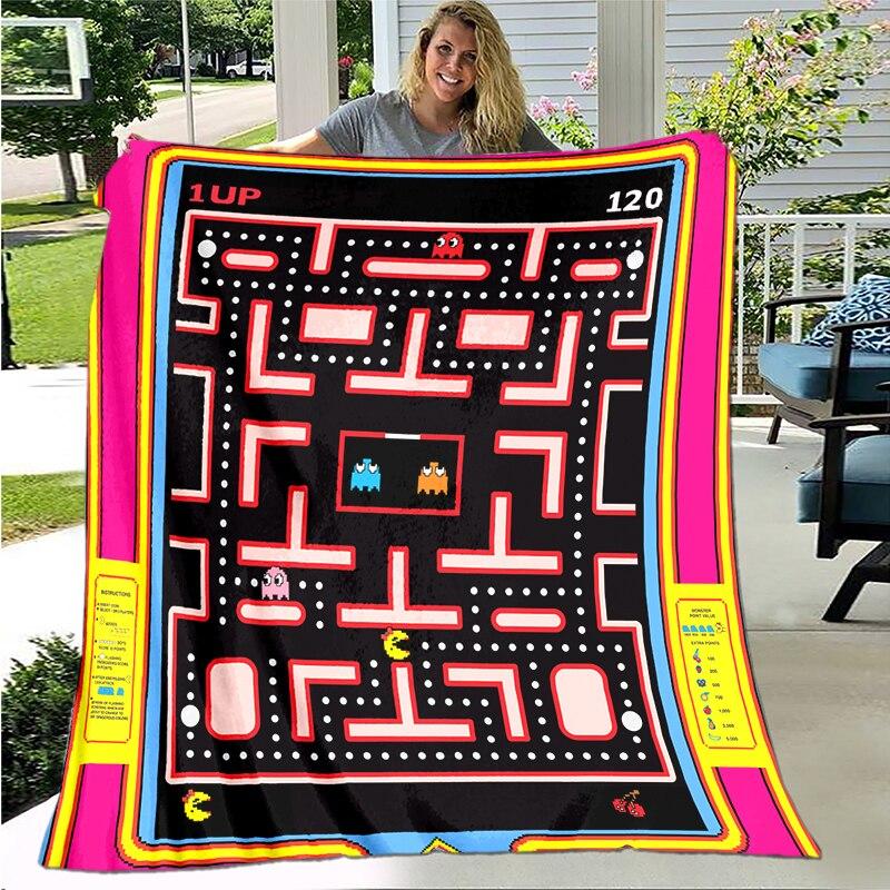 Spelfilt Retrospel Flanellfilt Supermjuk fleece-sängfilt för sovrum Soffa Soffa Tv-filt Gamerfilt