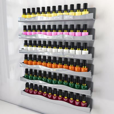 2Pcs 15" Nail Polish Rack Wall Mounted Shelf Gold Silver Acrylic Organizer Nail Supplies For Nail Techs,Great Display