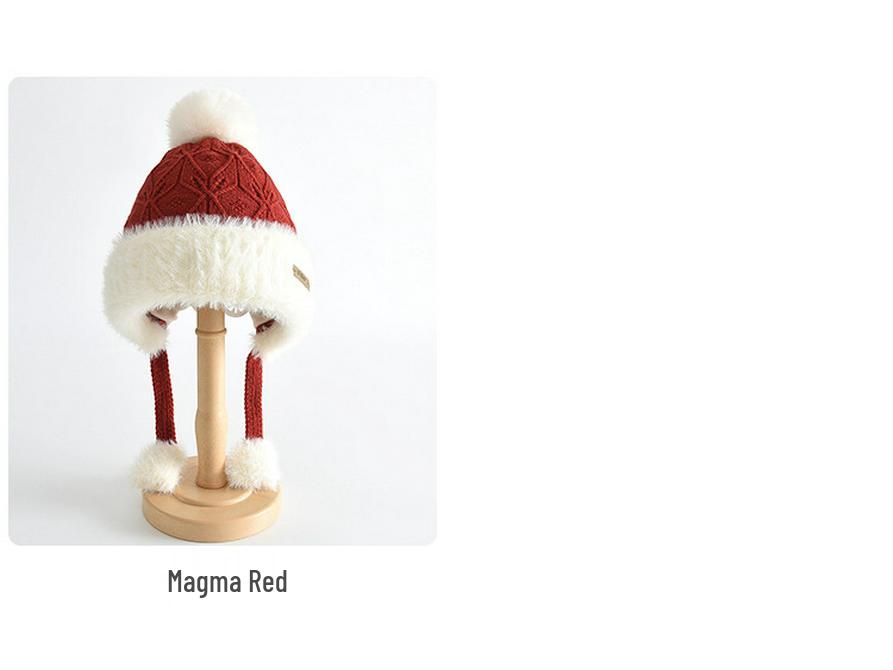 Kids' Knit Pom-Pom Hat: Warm, Windproof, Thickened for Autumn and Winter