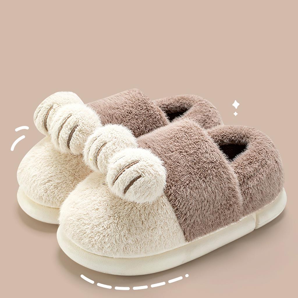 Mo Dou Cute Cat Paw Cotton Tøfler Dame Vinter Innendørs Varme polstrede bomullssko Sklisikker plysj utendørs fritids bomullssko