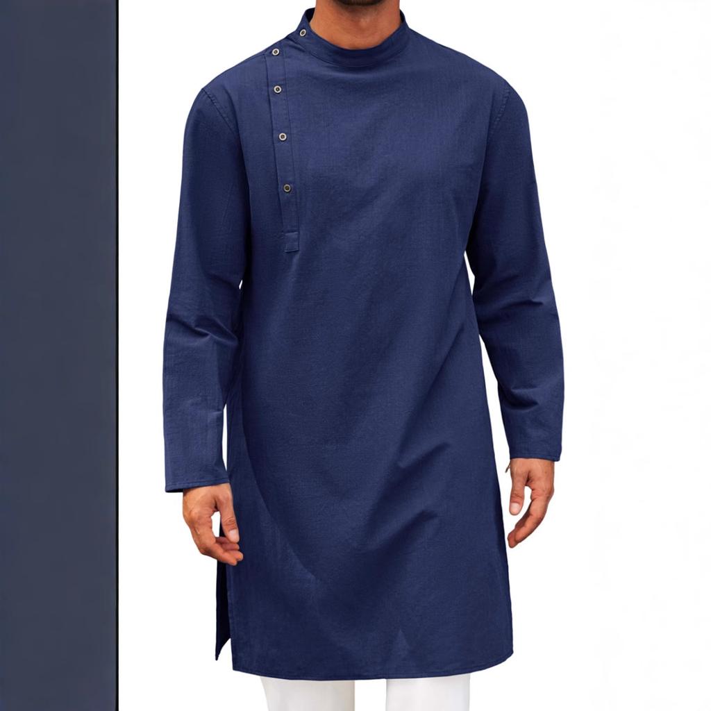 Mens Arabic Style Thobe Minimalist Long Robe Fashionable Islamic Clothing Loose Fit Casual Wear For Muslim Daily Wear