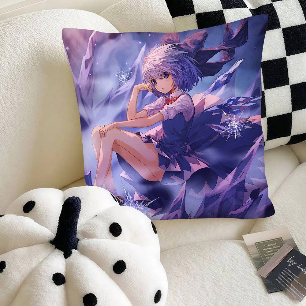 Touhou Project Cirno Cute Girl Pillow Case Square Pillow Bedroom Sofa Leisure Comfort Cushion Car Home Decoration