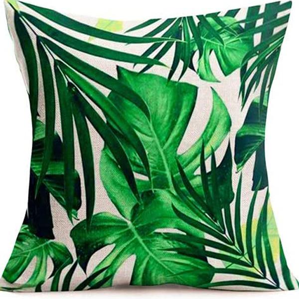 Popular Green Plant Linen Pillowcase Modern Simple Home Sofa Living Room Pillow Cushion