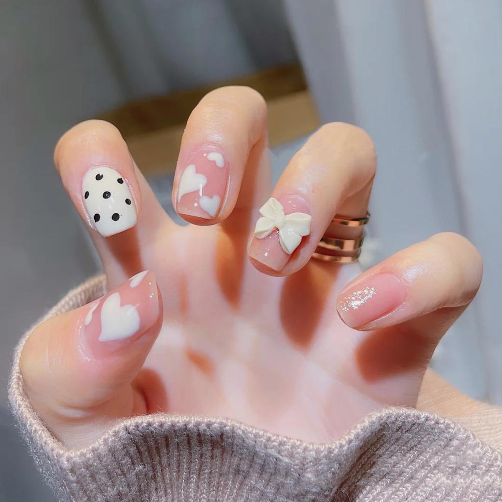 Detachable finished nail piece Nail piece Nail piece, finished product, bow nail Wearing nail Night market nail piece sticker