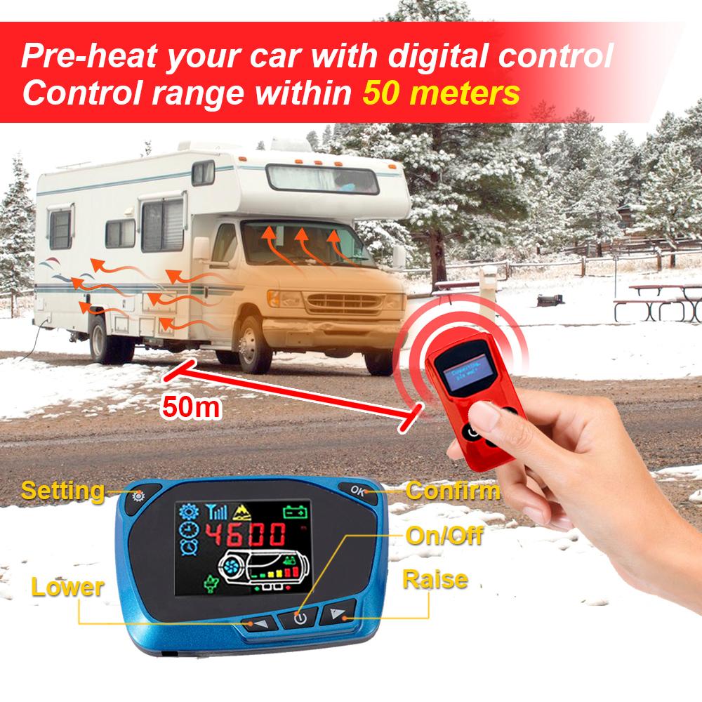 Příslušenství nezávislého topení 12V 5-8KW, vylepšený LCD spínač nezávislého topení a obousměrné dálkové ovládání s digitálním displejem