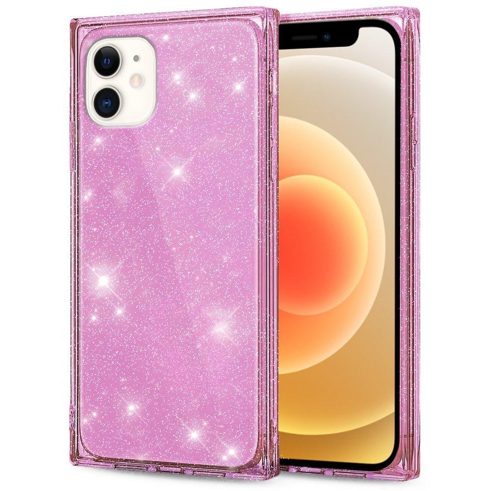 Square Glitter case for iPhone 12, Rose Gold