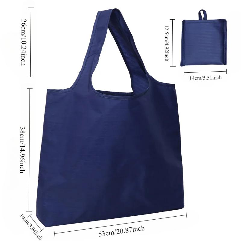 BIG Eco-Friendly Folding Shopping Bag Reusable Portable Shoulder Handbag for Travel Grocery Simple Solid Color Grocery Bag