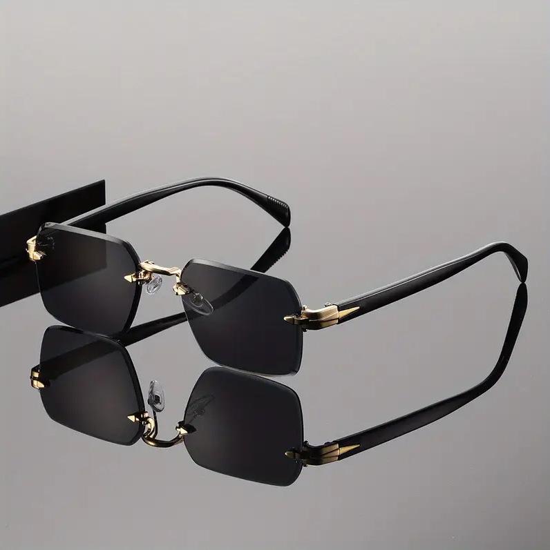 New Rectangle Rimless Women Sunglasses Luxury Brand Man Sun Glasses Retro Square Metal Eyewears Uv400 Trendy Goggles