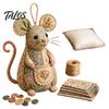 Table Decoration Plush Mouse Patchwork DIY Sewing Kit, Handmade Craft Set with Floral Fabric, Stuffing & Kit Buttons, Cute Stuffed Ornament
