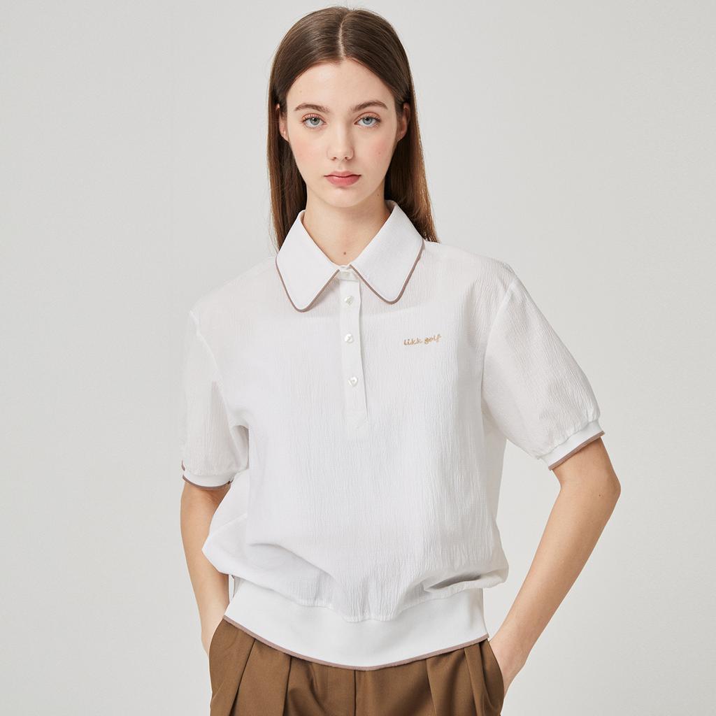 LIKK Color Line Texture Woven Short Sleeve T-Shirt (White)_L4B1-Ts02C