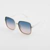 Unisex Summer White Blue Square Sunglasses