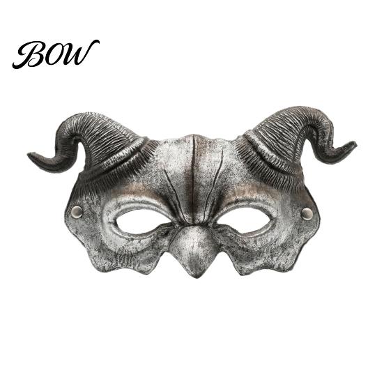Horned Demon Mask Halloween Ram Horn Mask, Horror Devil Half Face Gothic Lightweight Masquerade for Cosplay Costume Party Half-face