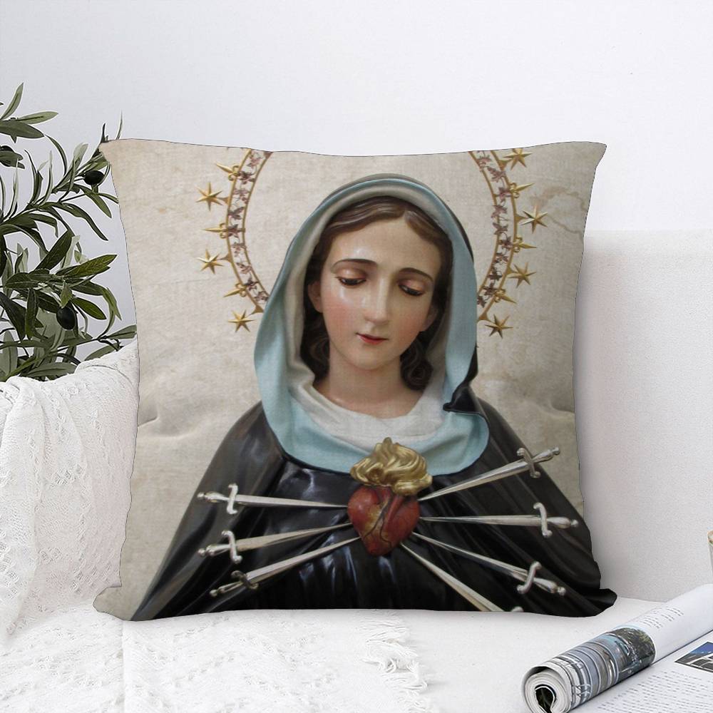 Virgin Mary Christian Pillowcase Toon Gift Cushion Cover Bedroom Home Sofa Chair Seat Decor Pillow Case