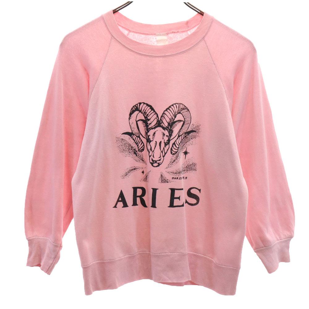 

OLD 80s 90s Made in USA Long sleeve sweat trainer S pink Women Used