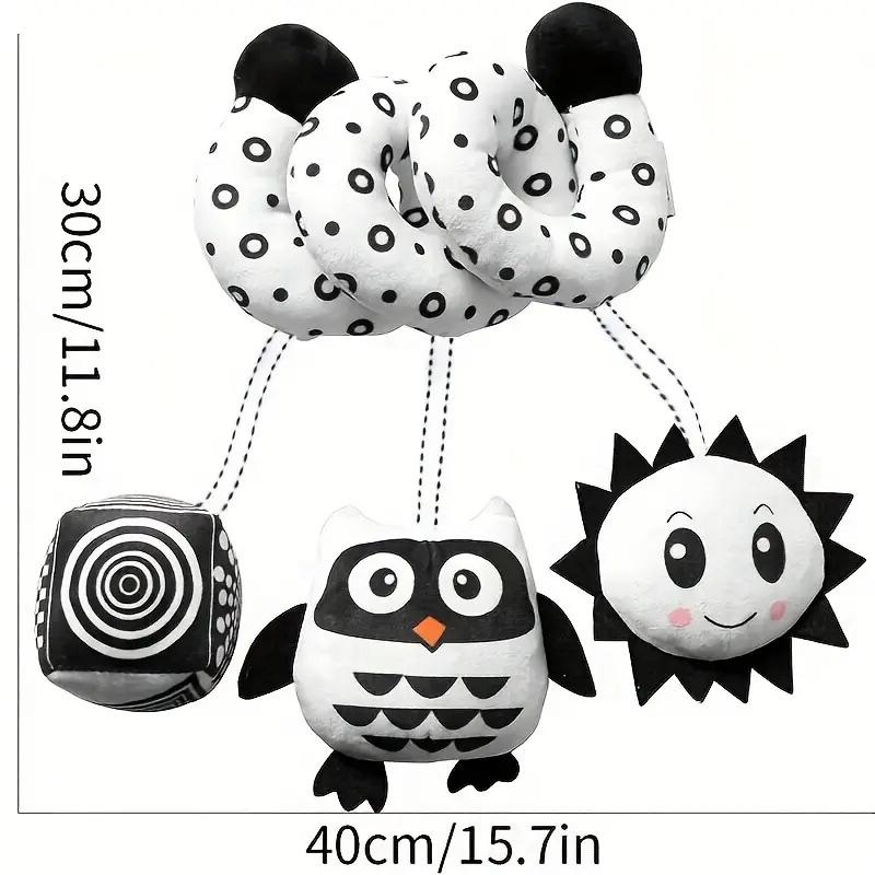 Black & White Bee Crib Wrap Toy with Bells - Cartoon Animal Design, In Stock