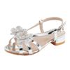 Summer Rhinestone Flower Girls Princess Sandals Children's High Heels Soft Sole Anti-slip Comfortable Footwear for Kids Party