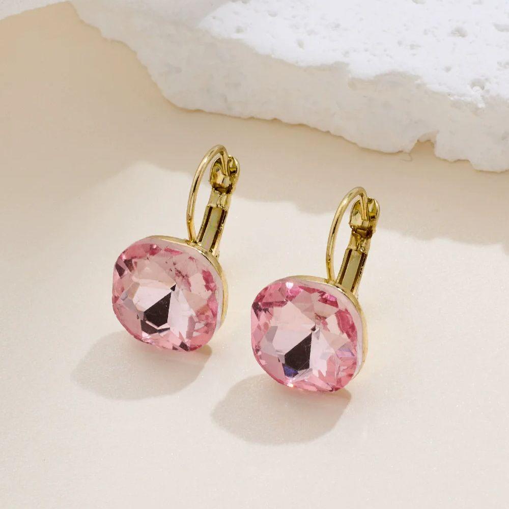 Arrival Pink Blue Crystal Earrings For Women Girls Vintage Drop Earrings Statement Wedding Jewelry