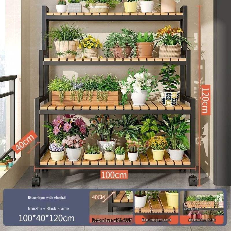 2025 Beweglicher Mehrschichtiger Blumenständer mit Rädern für Wohnzimmer und Balkon