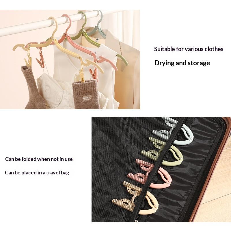 Folding Clothes Hanger With Anti Slip Clips And Space Saving Design Perfect For Travel Home Dorm Clothing Storage