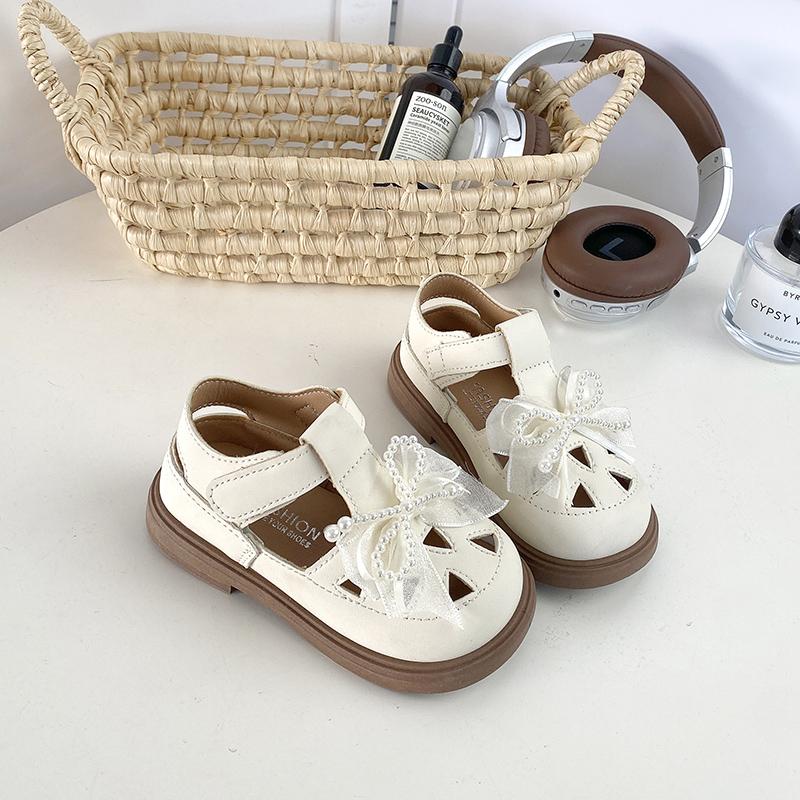 Kids Princess Sandals Comfortable Sweet Lace Beading Bows Girls Beach Shoes Toes Capped  Summer New Children Fashion Shoes