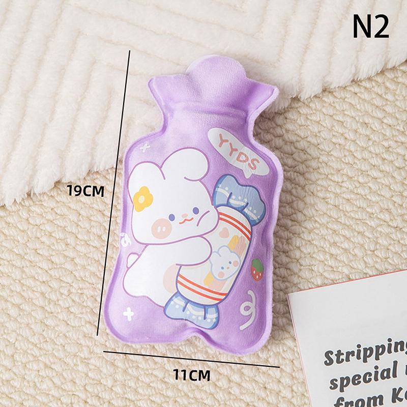Cartoon Plush Hot Water Bottle Portable Cute Winter Warm Belly Mini Warm Water Bottle Cartoon Flannel Cover