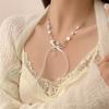 Bohemian Neckchain Bow Beaded Necklace Bowknot Star Pendant Clavicle Chain French Style Collarbone Chain for Women Girls