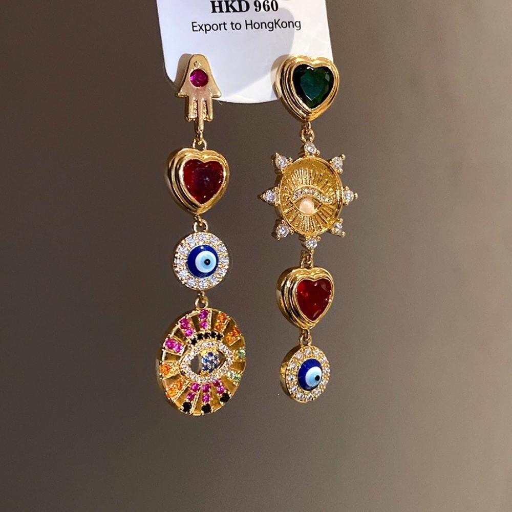 Zircon Devil's Eye Earrings Pleated Crystal Vintage Long Drop Earrings  Party Favors